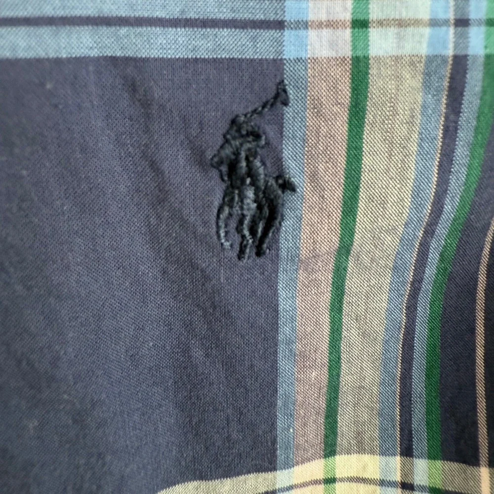 Ralph Lauren Kids Plaid Button Down Shirt Long Sleeve Size 6‎ Natural Stretch
